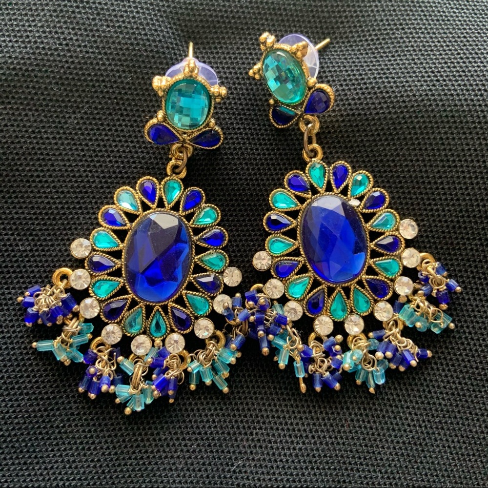 Blue and Sea Green Earrings